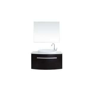 Eviva Allura Annabelle 40-inch Espresso Wall Mount Bathroom Vanity Set with Glass Top and White Porcelain Top