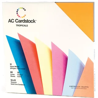 American Crafts Seasonal Cardstock Pack 12inX12in 60/PkgTropicals