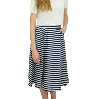 Relished Women's Relished Chelsea Striped Satin Midi Pocket Skirt