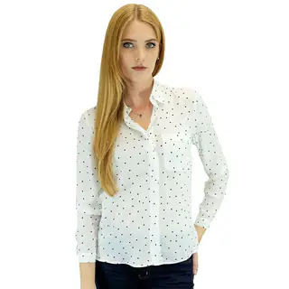Relished Women's Relished Piper White Polka Dot Button-up
