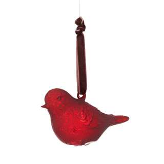 Glass Bird 5-inch Red Ornament