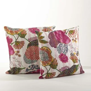 Kantha Stitched Printed Design Pillow Set of 2