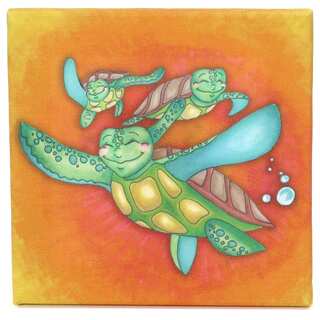 Growing Kids Sea Turtle Journey Series Canvas Wall Art - Off to Sea
