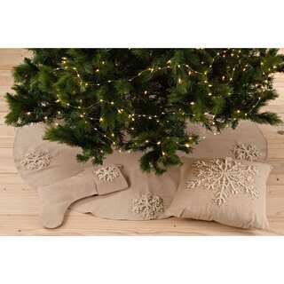 Hand Knotted Snowflake Design Stocking or Tree Skirt