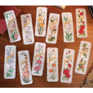 Flowers Of The Month Bookmarks Counted Cross Stitch Kit2.25inX7.75in 14 Count Set Of 12
