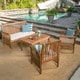 Desmond Outdoor 4-piece Acacia Wood Chat Set with Cushions by Christopher Knight Home - Thumbnail 0