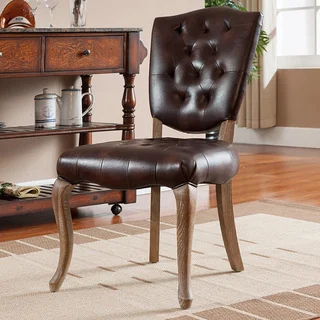 K and B Furniture Co Inc Button-Tufted Brown Side Chairs (Set of 2)