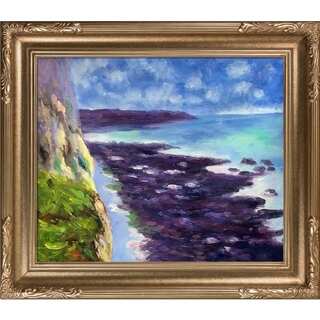 Claude Monet 'Cliff near Dieppe' Hand Painted Framed Canvas Art