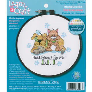 LearnACraft Best Friends Forever Stamped Cross Stitch Kit6in Round