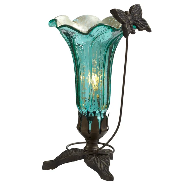 9" H Hand Blown Mercury Glass Butterfly Lily Lamp