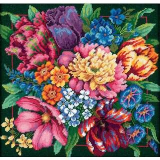 Floral Splendor Needlepoint Kit14inX14in Stitched In Yarn