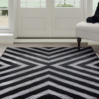Windsor Home Kaleidoscope Area Rug - Black & Grey 3'3" x 5'
