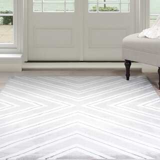 Windsor Home Kaleidoscope Area Rug - Grey & White 3'3" x 5'