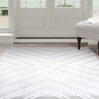 Windsor Home Kaleidoscope Area Rug - Grey & White 5' x 7'7"
