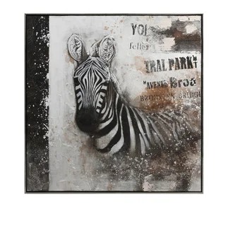 Framed Safari Zebra Oil on Canvas