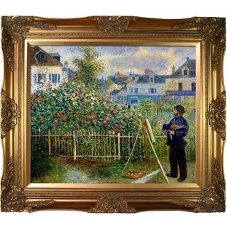 Pierre-Auguste Renoir 'Monet Painting in His Garden at Argenteuil, 1873' Hand Painted Framed Canvas Art