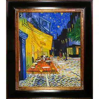 Vincent Van Gogh 'Cafe Terrace at Night' (Luxury Line) Hand Painted Framed Canvas Art