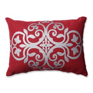 Pillow Perfect Silver Geometric Red Burlap Rectangular Throw Pillow