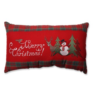 Pillow Perfect Merry Christmas Plaid Rectangular Throw Pillow
