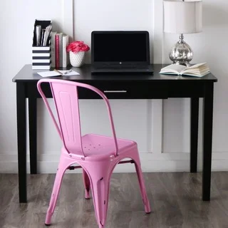 Contemporary 48-inch Black Wood Writing Desk