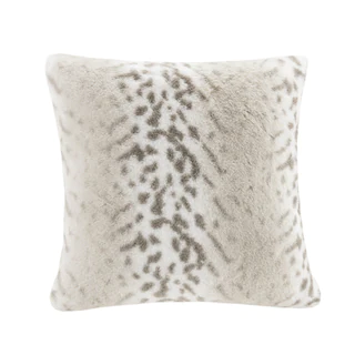 Madison Park Signature Geneva Luxury Faux Fur 20-inch Square Pillow with Feather Down Fill