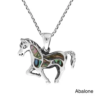 Free Spirit Horse Stone Inlay .925 Sterling Silver Necklace (Thailand)