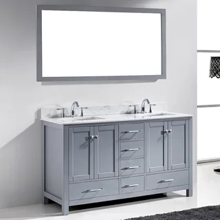 Virtu USA Caroline Avenue 60-inch Double Bathroom Vanity Cabinet Set in Grey