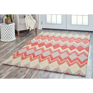 Arden Loft Hand-tufted Natural Chevron River Hill Collection Wool Area Rug (5' x 8')