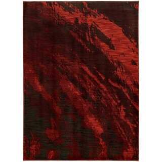 Abstract Marble Red/ Charcoal Rug (7'10 x 10'10)