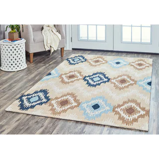 Arden Loft Hand-tufted Beige Floral River Hill Collection Wool Area Rug (5' x 8')