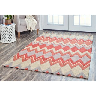 Arden Loft Hand-tufted Natural Chevron River Hill Collection Wool Area Rug (8' x 10')