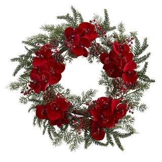 22-inch Orchid, Berry & Pine Holiday Wreath