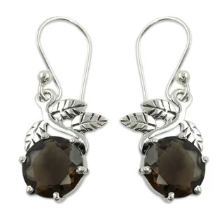 Handcrafted Sterling Silver 'Forbidden Fruit' Quartz Earrings (India)