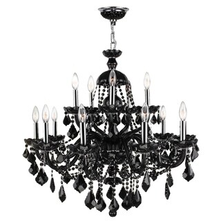 Venetian Collection 15 Light Chrome Finish and Black Crystal Chandelier 25 x 31 Two 2 Tier