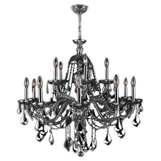 Venetian Collection 15 light Chrome Finish and Chrome Crystal Chandelier 25" x 31" Two 2 Tier