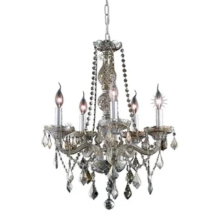 Venetian Collection 5-light Chrome Finish and Golden Teak Crystal 21 x 26-inch Chandelier