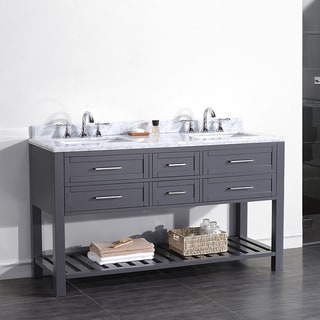 OVE Decors Pasadena 60-inch Double Sink Bathroom Vanity with Marble Top