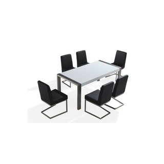 Stainless Steel High-gloss Arctic Top Dining Table Set with 6 Chairs