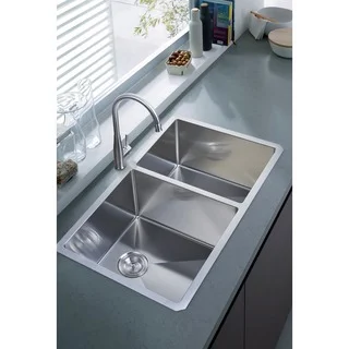 NationalWare Undermount Stainless Steel 33 in. Double Bowl Kitchen Sink in Stainless Steel