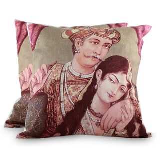 Set of 2 Handcrafted Cotton 'Mughal Romance' Cushion Covers (India)