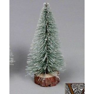 12" Flocked Village Tree with Wooden Base