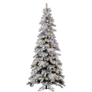 6' x 36" Flocked Kodiak Spruce Tree with 450 Multi-Colored Lights and 50 G40 LED Lights