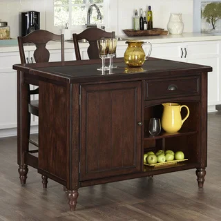Home Styles Country Comfort Kitchen Island and Two Stools