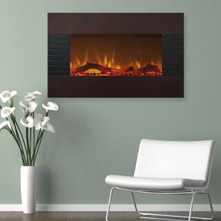 Northwest 36 inch Mahogany Fireplace with Wall Mount & Floor Stand