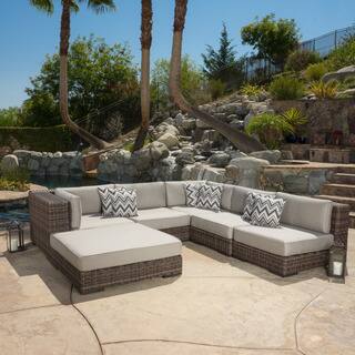 Glenoaks 6-piece Outdoor Wicker Sectional with Sunbrella Cushions by Christopher Knight Home