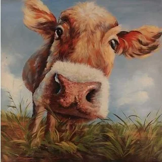 Cow in Field 40-inch x 40-inch Oil Painting Wall Art