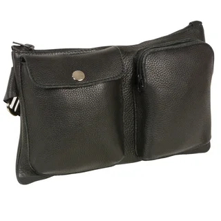 Unisex Leather Belt Bag with Two Front Pockets