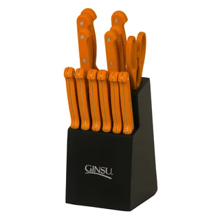 Ginsu Essential Series in Black Block Orange Spice 14-piece Cutlery Set