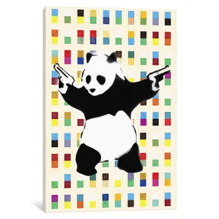 iCanvas Panda with Guns Bright Dots by Banksy Canvas Print