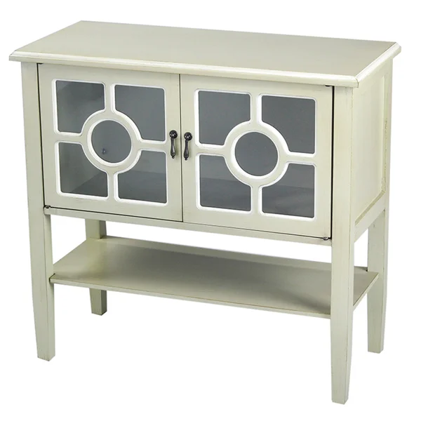 Heather Ann 2-door Console Cabinet with Glass Insert and Bottom Shelf
